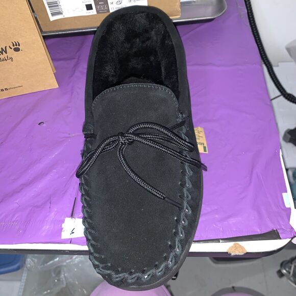 Bearpaw Moc II -Wide Men's Sheepskin Slippers - 2382M Black - US Size 12 Wide - Picture 3 of 8